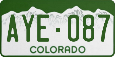 CO license plate AYE087