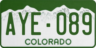 CO license plate AYE089
