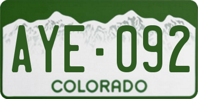 CO license plate AYE092