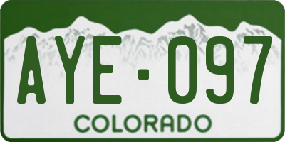 CO license plate AYE097