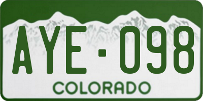 CO license plate AYE098