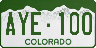 CO license plate AYE100