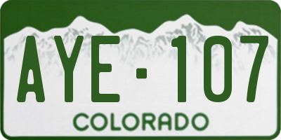 CO license plate AYE107