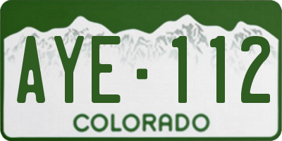 CO license plate AYE112