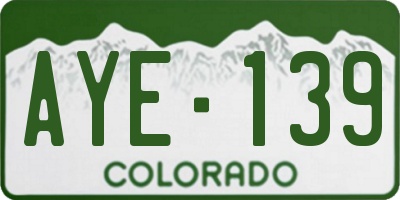 CO license plate AYE139
