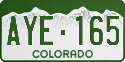 CO license plate AYE165