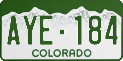 CO license plate AYE184