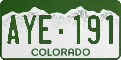 CO license plate AYE191
