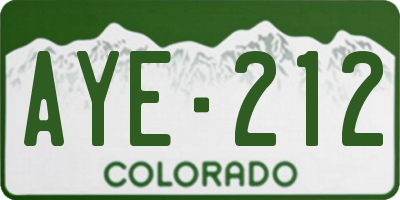 CO license plate AYE212