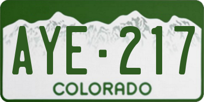 CO license plate AYE217