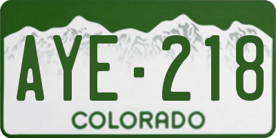 CO license plate AYE218