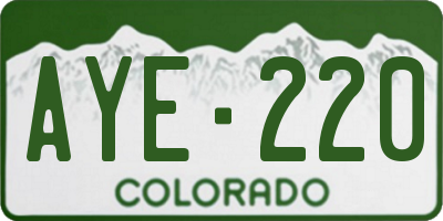 CO license plate AYE220