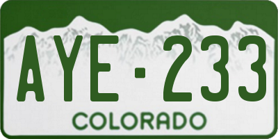 CO license plate AYE233