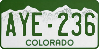 CO license plate AYE236