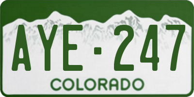 CO license plate AYE247