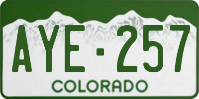 CO license plate AYE257