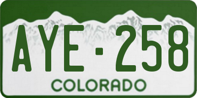 CO license plate AYE258