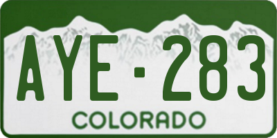 CO license plate AYE283
