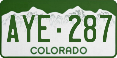 CO license plate AYE287