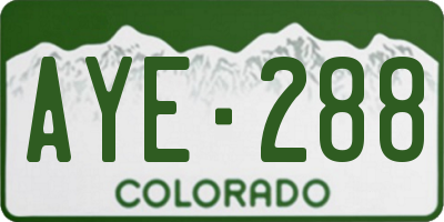 CO license plate AYE288