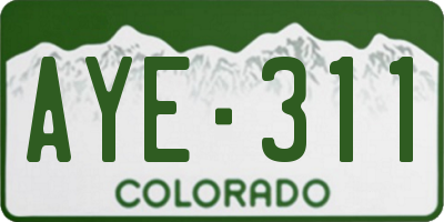 CO license plate AYE311