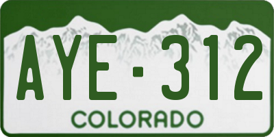CO license plate AYE312
