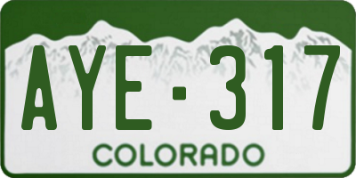 CO license plate AYE317