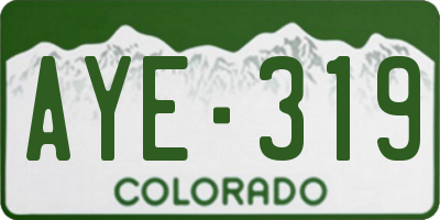 CO license plate AYE319