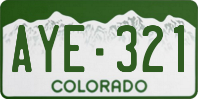 CO license plate AYE321