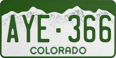 CO license plate AYE366