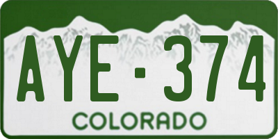 CO license plate AYE374