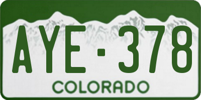 CO license plate AYE378