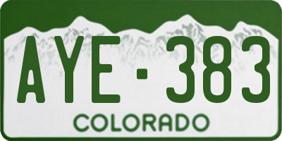 CO license plate AYE383
