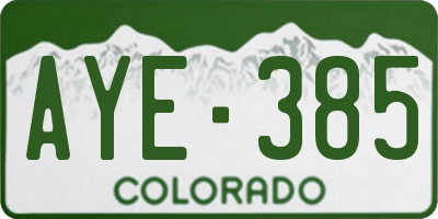 CO license plate AYE385