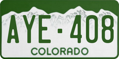 CO license plate AYE408