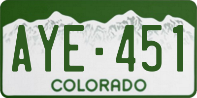 CO license plate AYE451