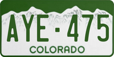 CO license plate AYE475