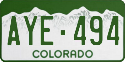 CO license plate AYE494