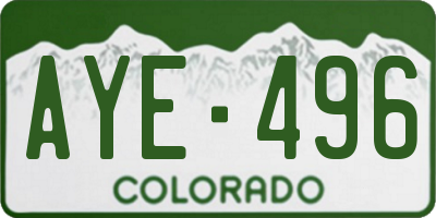 CO license plate AYE496