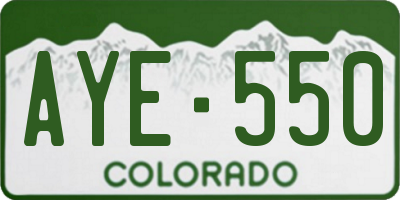 CO license plate AYE550