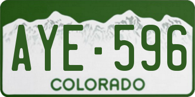 CO license plate AYE596