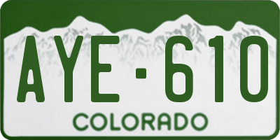 CO license plate AYE610