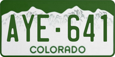 CO license plate AYE641