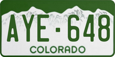CO license plate AYE648
