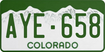 CO license plate AYE658