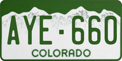 CO license plate AYE660