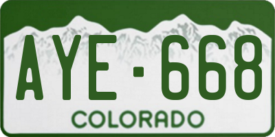 CO license plate AYE668