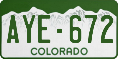 CO license plate AYE672