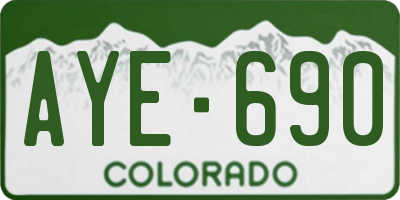 CO license plate AYE690