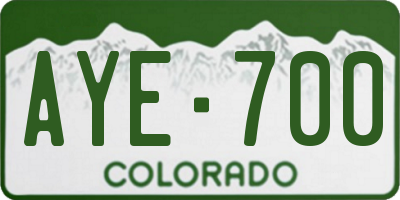 CO license plate AYE700